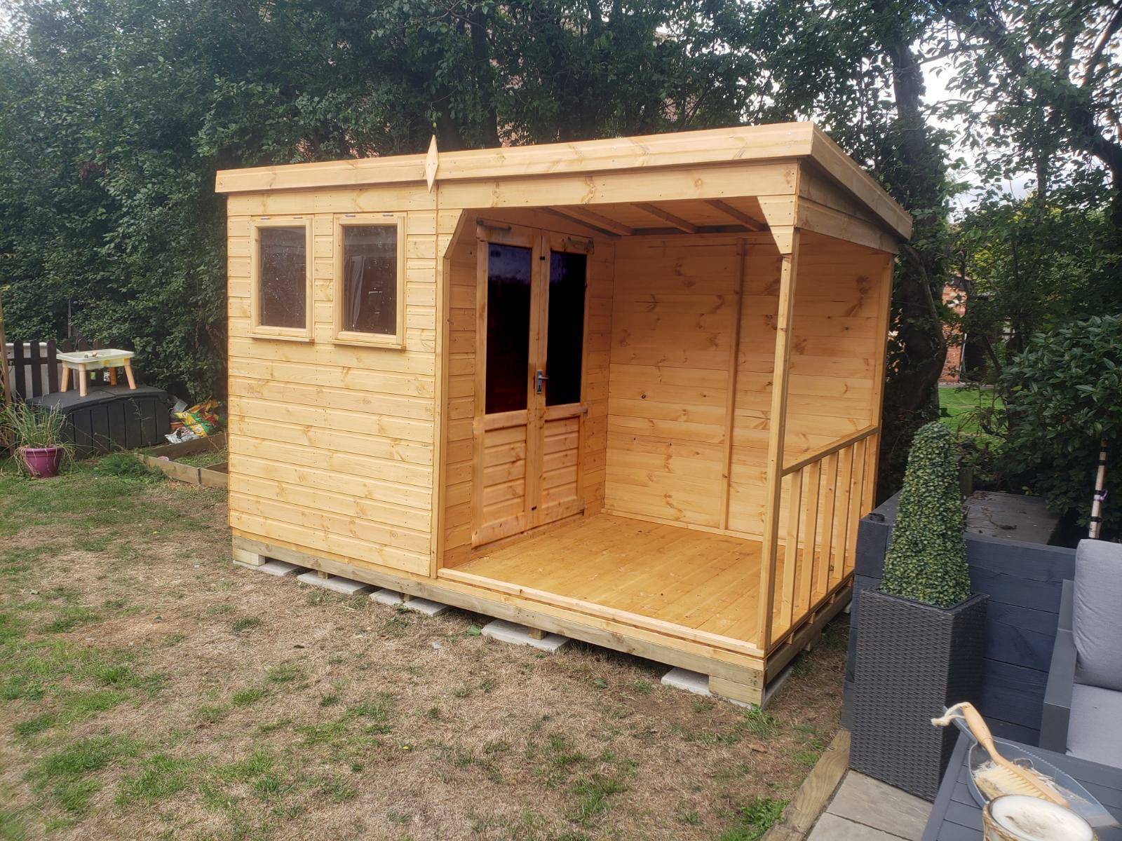 Combination pent summer house with shelter - 12mm Shiplap